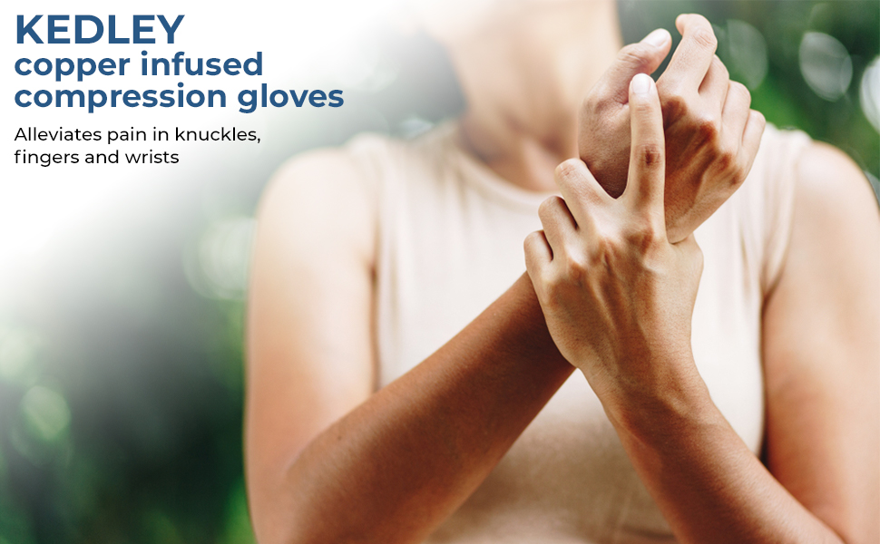 Kedley Copper Infused Arthritis Compression Gloves Open Tip Fingers, Medical Grade quality for