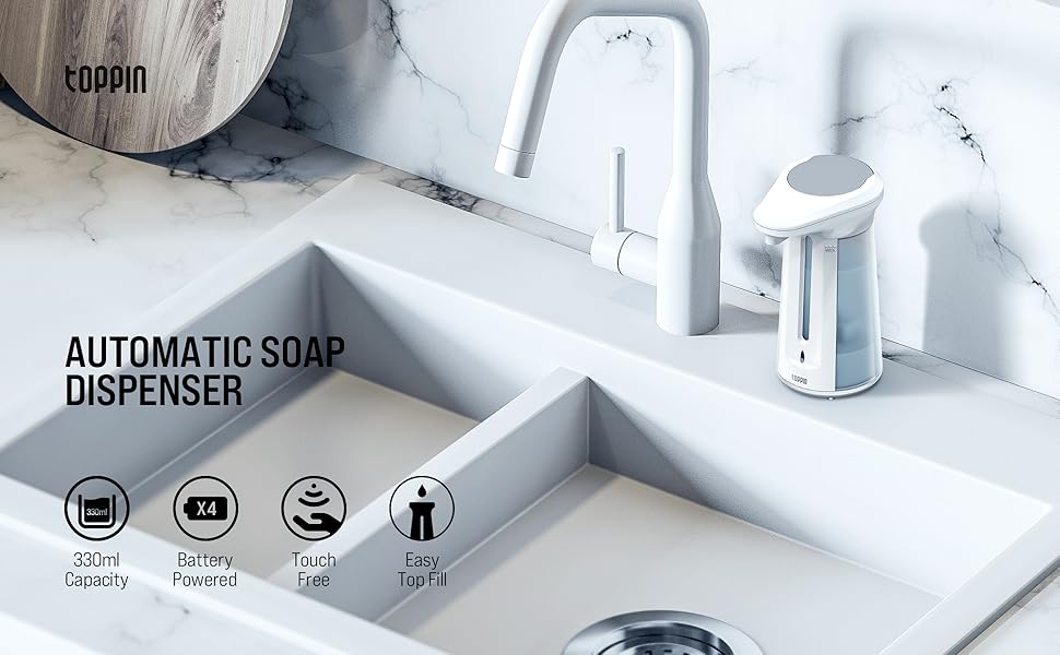 TOPPIN Automatic Soap Dispenser Touchless, Hand Free Soap Dispenser