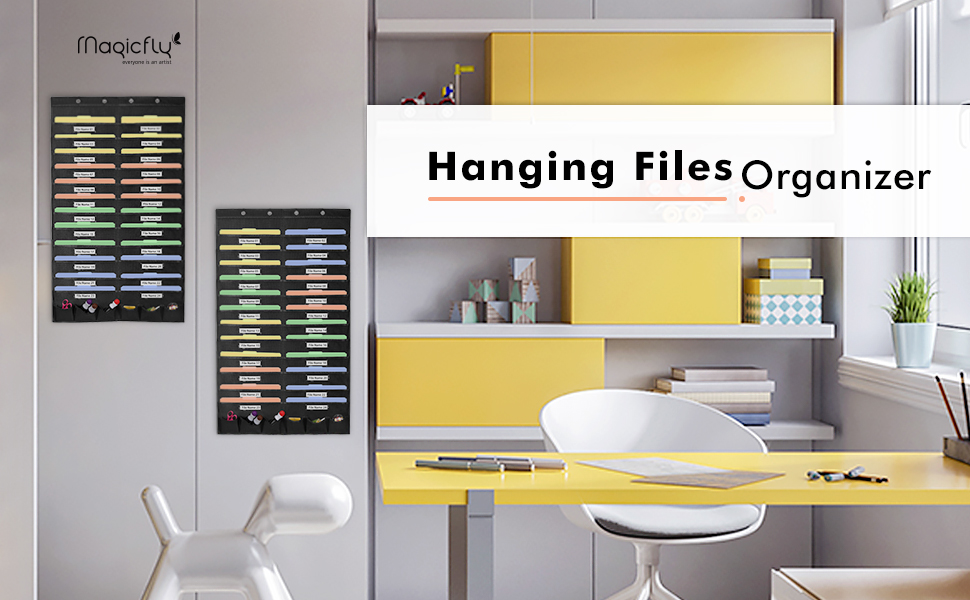 Magicfly Hanging Wall File Organizer, 24 Pockets Over The Door Hanging File Folder