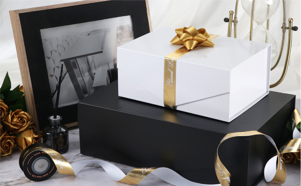 BLK&WH 3 Extra Large Gift Boxes with Lids 17x14.5x5.5