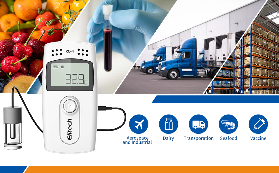 Elitech RC4G Temperature Data Logger Recorder with Glycol Bottle