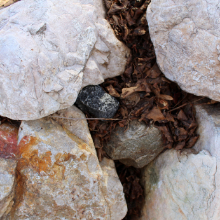 fake rock in rock bed