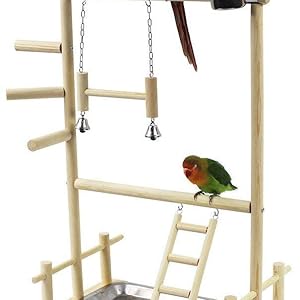 木製 鳥用スタンド ぶら下がりおもちゃ付き*10 Amazon | Sefod 鳥スタンド 遊び場 玩具 オウムハウス ケージ