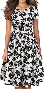 work summer dress for wedding guest fit and flare dress for women stripe casual church pocket dress