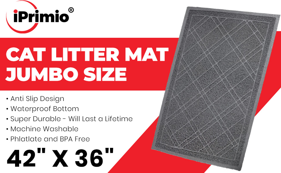 Iprimio Cat Litter Box Mat 42x36 Gray Cat Litter Trapping Mat, Mesh