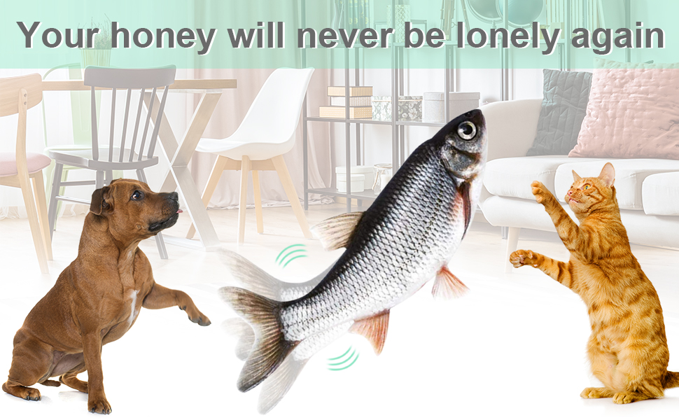 Floppy Fish Dog Cat Toy Electronic Flopping Moving Catnip Electric Fish, Flippity