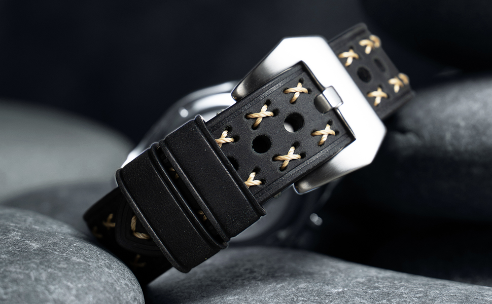 thick oil wax leather with x type thick line watch strap for men ladies