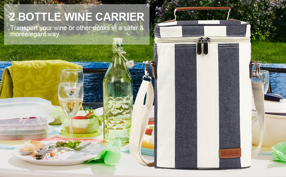 ZORMY 2 bottle insulated wine tote bag, Wine Carrier Travel