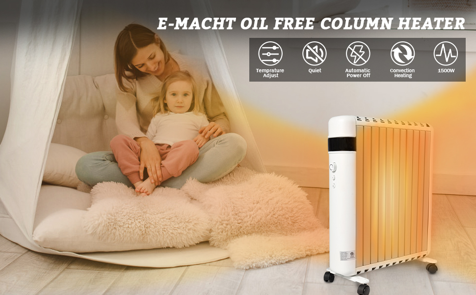 EMacht 1500W Portable Space Heaters Adjustable Thermostat