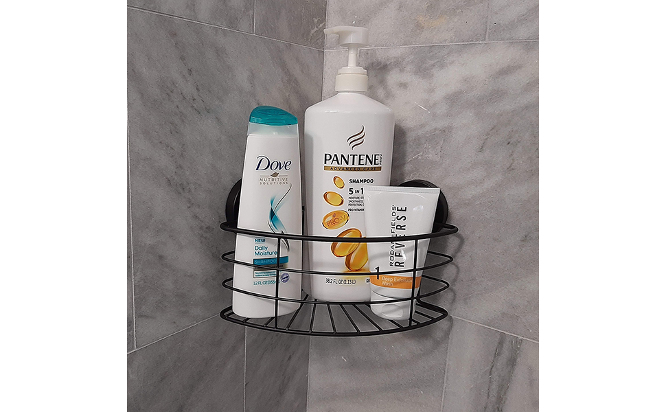 GeckoLoc 🦎 Corner Bathroom Shower Caddy Shelf Organizer