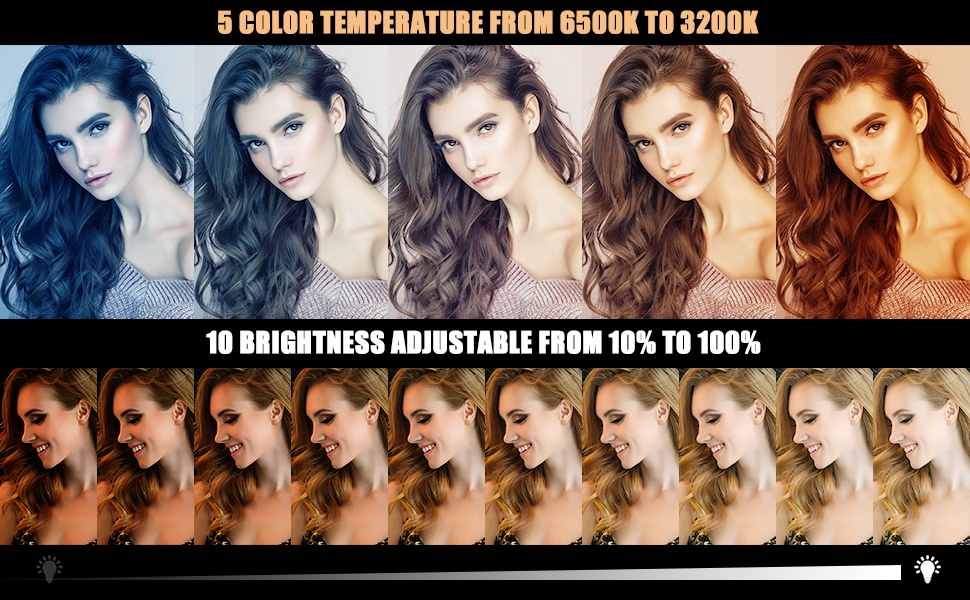 5 Color Temperature and 10 Brightness Adjustable