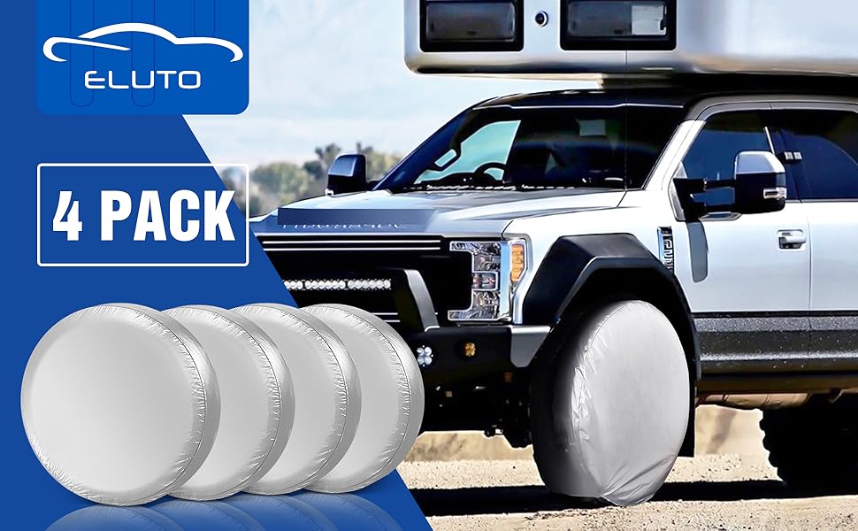 Tire Covers for RV Wheel ELUTO Set of 4 Motorhome Wheel Covers Waterproof Oxford