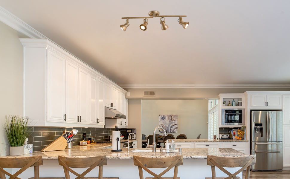 GEPOW LED Track Lighting Fixture, 4 Lights Modern Ceiling Spotlight