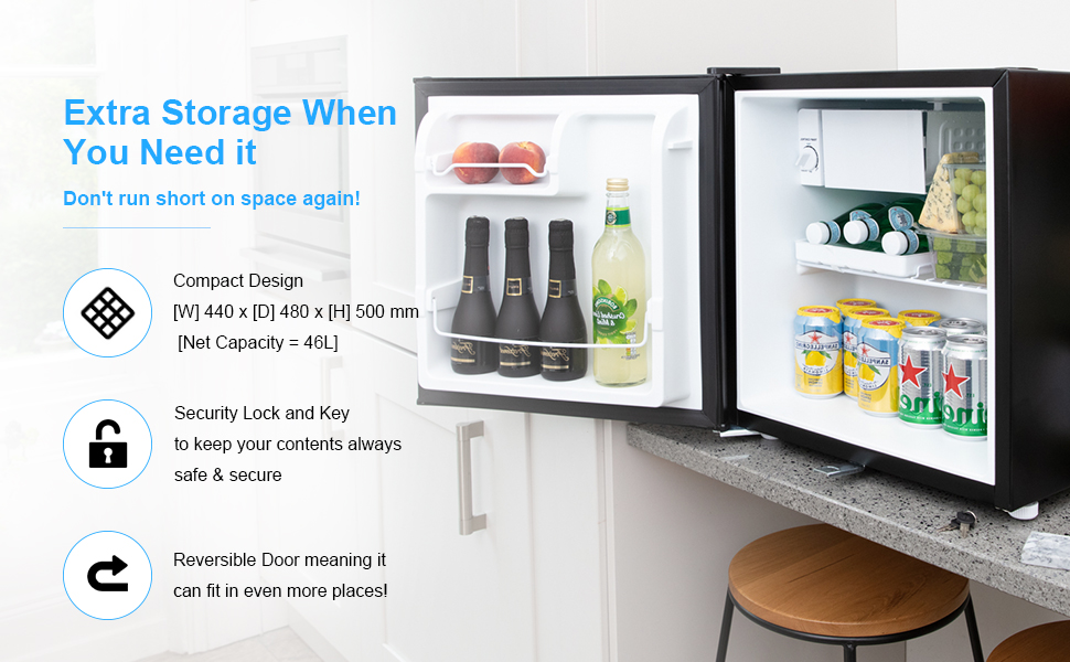 Subcold Eco50 Mini Fridge Black TableTop Model CounterTop Fridge