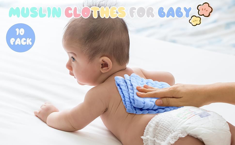 10 Pack Baby Muslin Squares