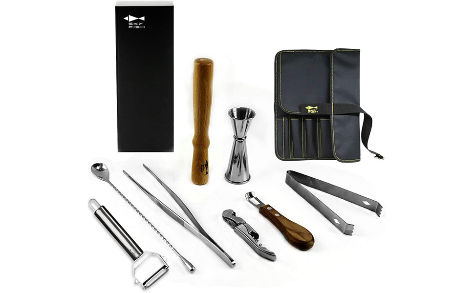 SKY FISH 8Pieces Cocktail Tools With Mixing Spoon,Lemon