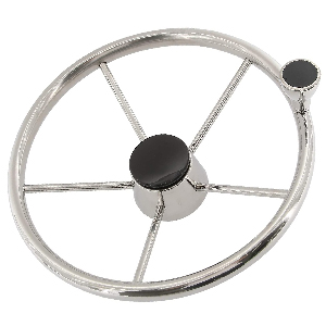 NovelBee 5 Spoke Dia.13-1/2" Stainless Steel Boat Steering Wheel with Control Knob and Cap