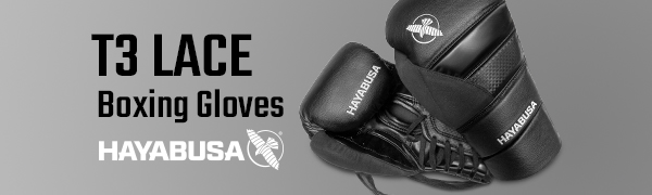 Image of Black Hayabusa T3 Lace Up Boxing Gloves