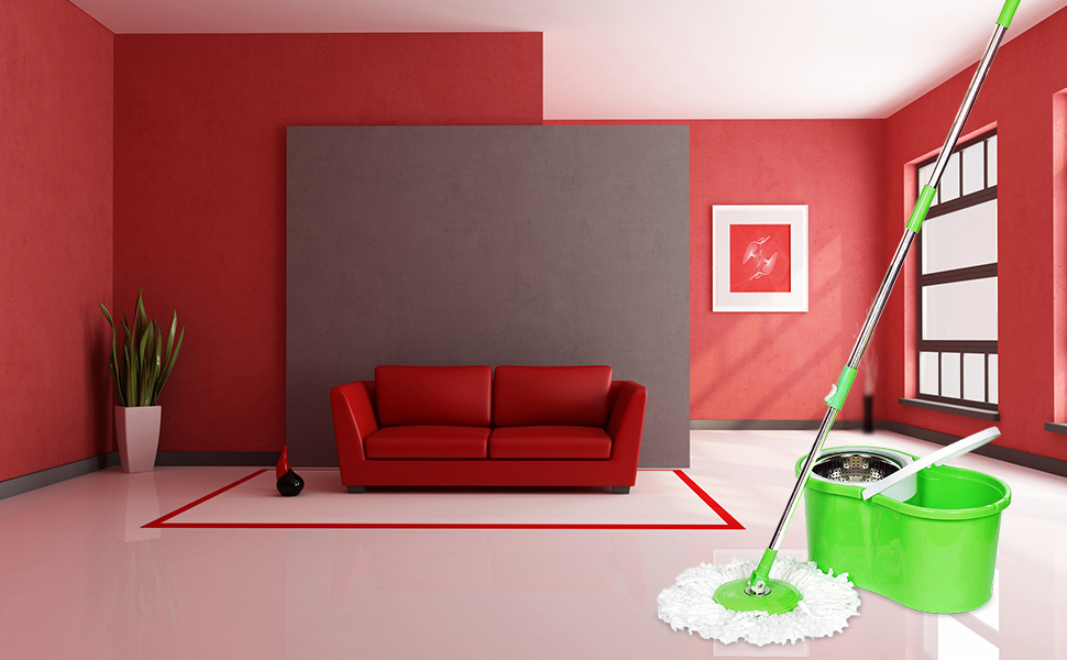 mop, magic spin bucket wheel mop,floor cleaning,adjustable steel rod handle with clip lock and refil