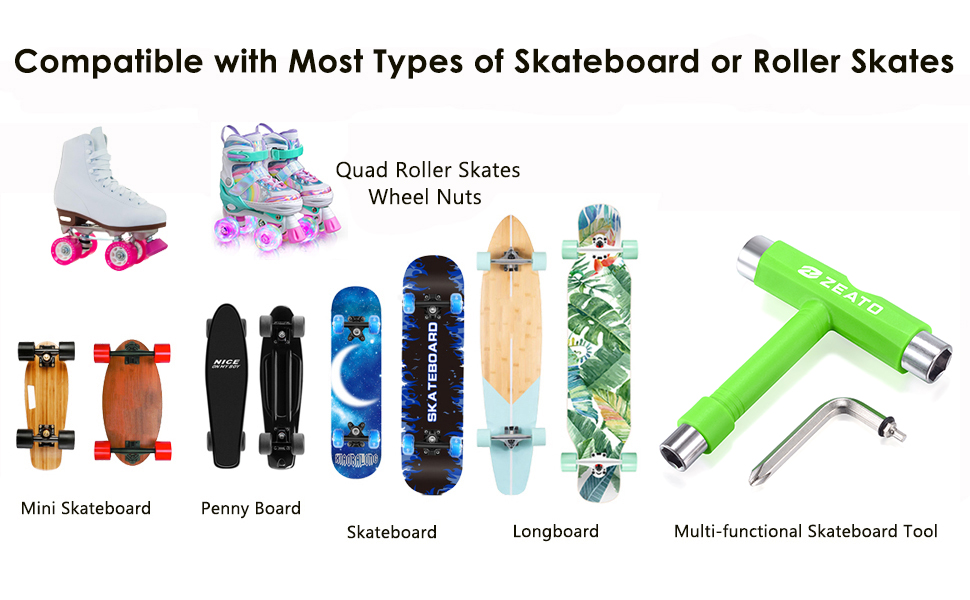 Zeato AllInOne Skate Tools Multifunction Portable Skateboard T Tool Accessory with Ttype