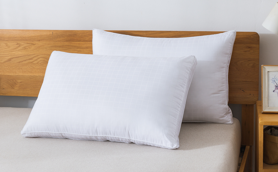 HOMEFOUCS Standard Size Bed Pillows 2 Pack Luxury Down Alternative