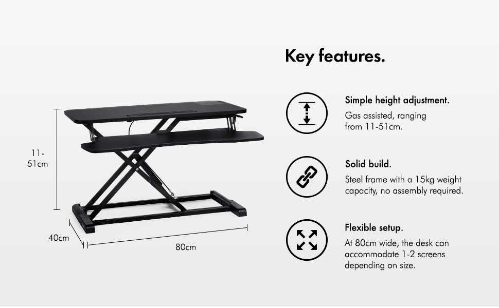 VonHaus Standing Desk Converter, Height Adjustable Two Tier Computer