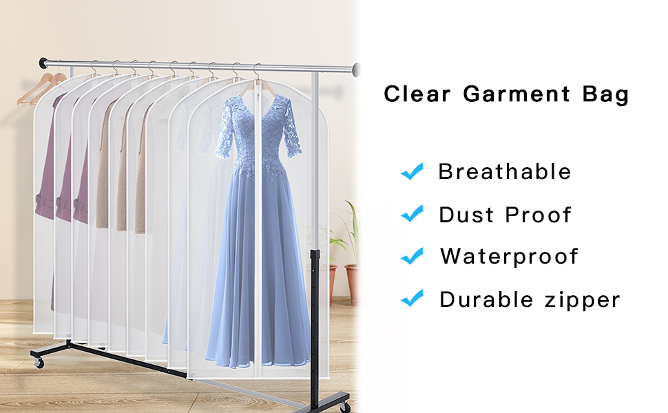 Univivi Hanging Garment Bags, 60 inch Suit Bags for Storage (Set of 12