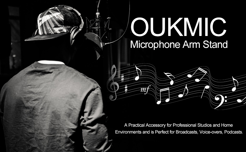 OUKMIC Microphone Arm Stand, Compatible with Radio Broadcasting, Voice Recording, Home Studio,etc.