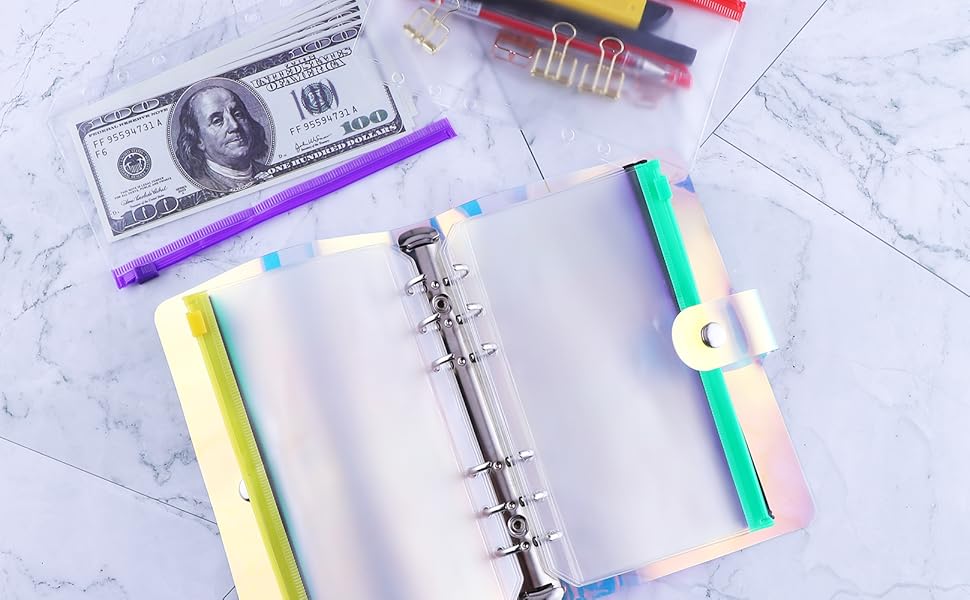 Antner 12pcs Binder Pockets A6 Size Multicolor Zipper