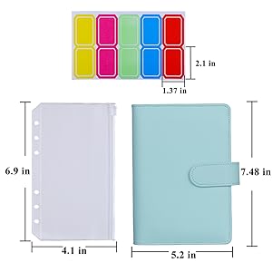 Antner A6 PU Leather Binder Cover with 12PCS A6 Binder Pockets