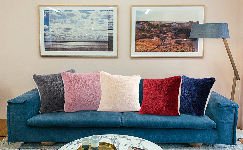 Panku Sherpa Pillow Cover Super Soft Pillow Case 2 Pack