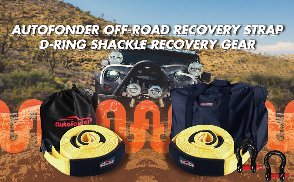 Autofonder Tow Strap 3inch x 30ft 30.000 LBS (12 TON) Heavy Duty