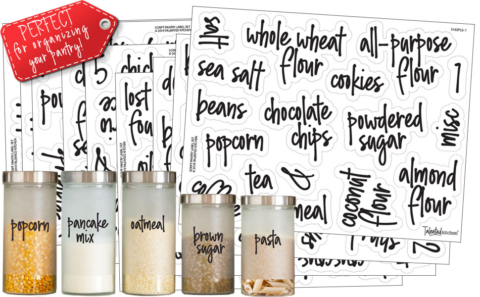 TALENTED KITCHEN SCRIPT PANTRY FOOD LABEL SET