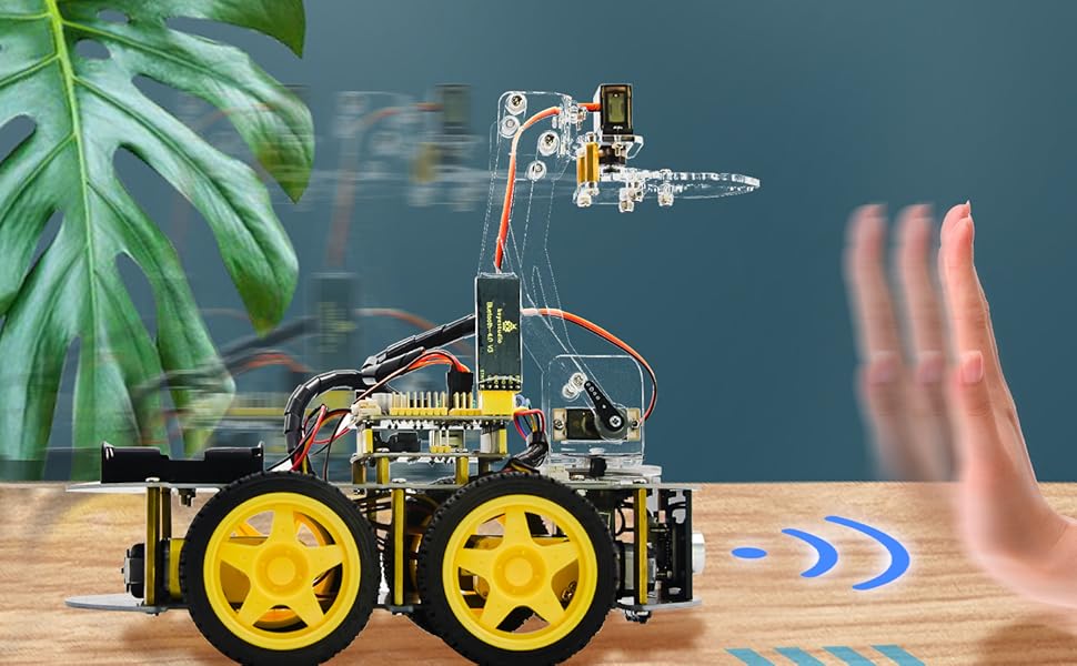 Amazon.com: KEYESTUDIO 4WD Bluetooth Smart Car Robot Arm Building ...