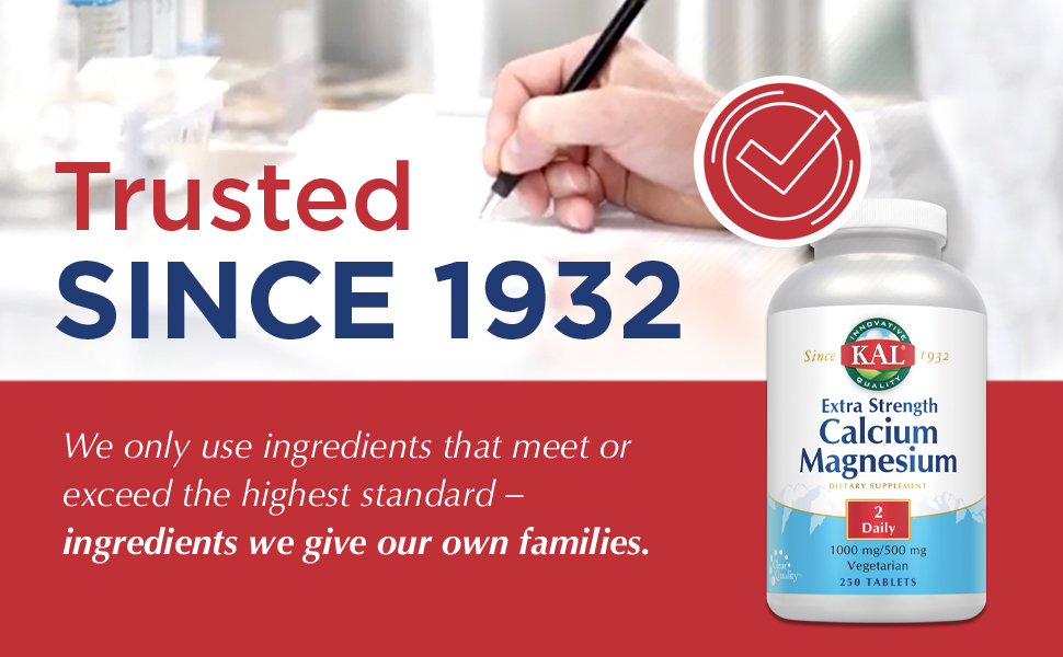 KAL Extra Strength Calcium Magnesium 1000mg/500mg Rapid Disintegration Vegetarian 250 Tablets