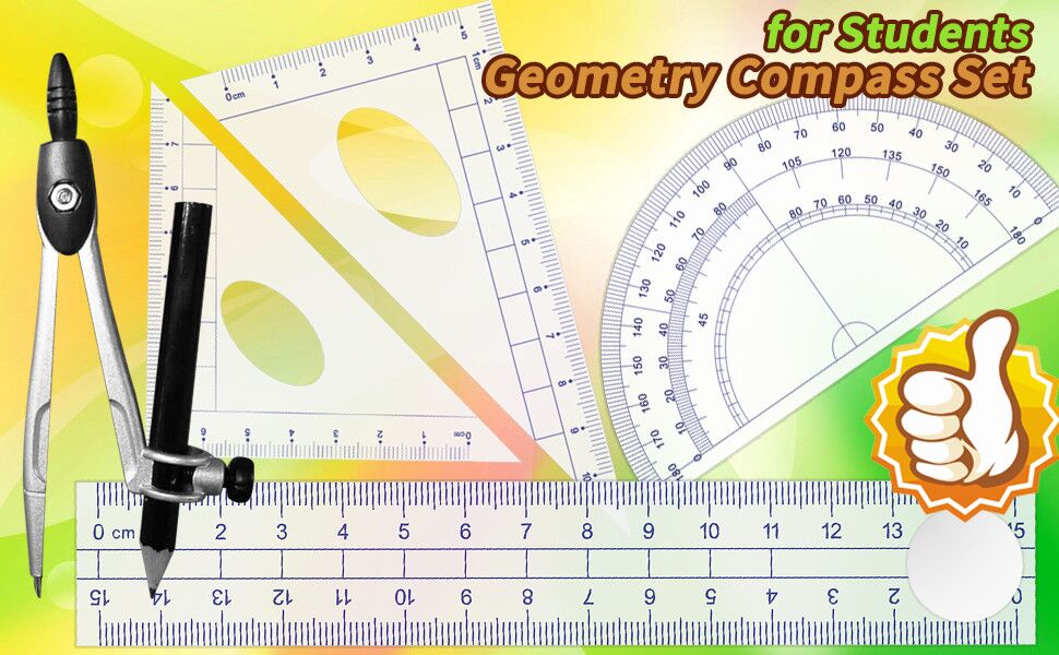 Drafting Compass Set Geometry Compasses Maths Protractor Set Squares