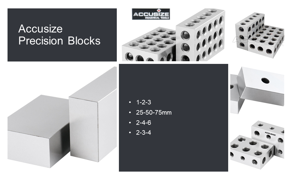 Accusize Ultra Precision 1-2-3 Blocks Set, 23 Holes, 2 Pc Pair