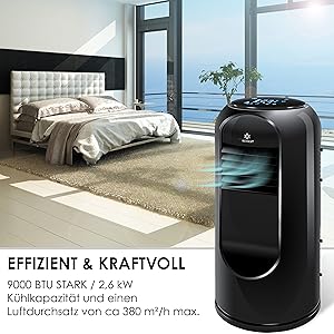 KESSER® Klimaanlage Mobil Schwarz - Kühlen, Luftentfeuchten, Lüften, Ventilator 9000 BTU/h, Klima, Fernbedienung und Tim 096adbd6 967e 4559 A3c7 Ade2c13243bf. CR0,0,3000,3000 PT0 SX300 V1