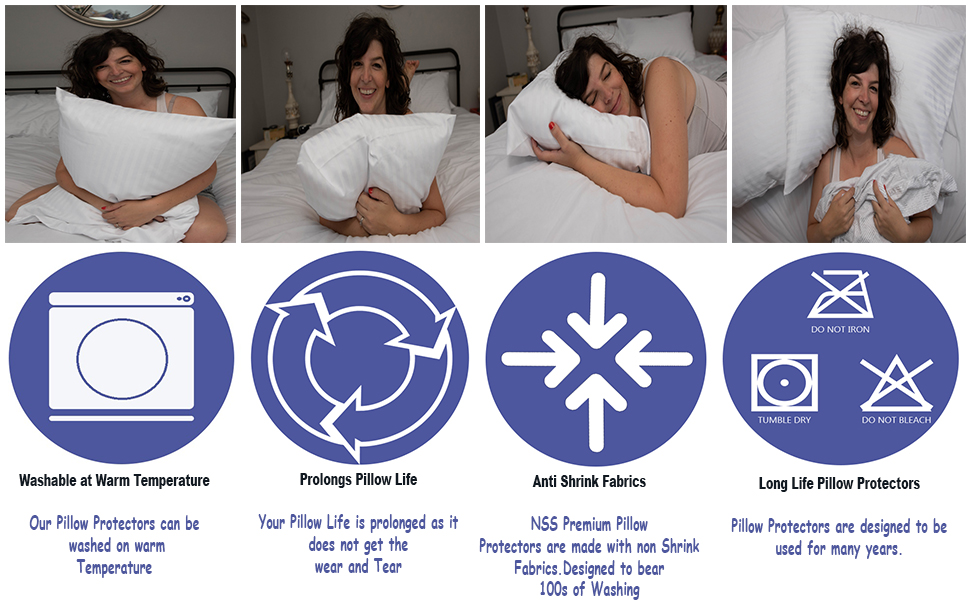 Niagara 4 Pack King Pillow Protectors with Zipper, Soft Quiet Cotton Sateen