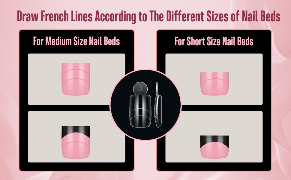Draw french lines according to the different sizes of nail beds