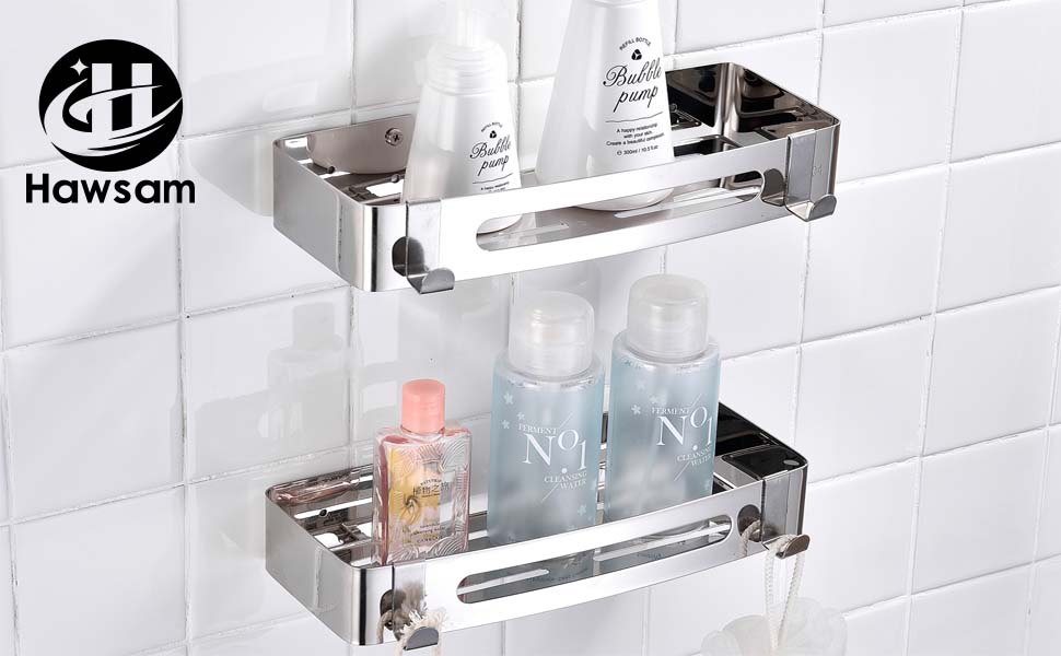 Shower Shelf Wall Mounted Bathroom Shelf With Paper Roll Holder Nolyth Bathroom Storage Shelf Included 2 Extra Stainless Steel Self Adhesive Hooks Strong Loading Capacity For Bathroom Kitchen Toilet Bathroom Shelves Bathroom Furniture Saasmexico Com