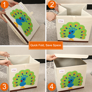 Foldable Toy Storage Bins Square Cartoon Animal Storage Box