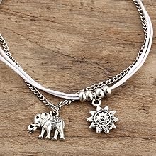 white rope elephant charm foot chain anklet  for women girls 