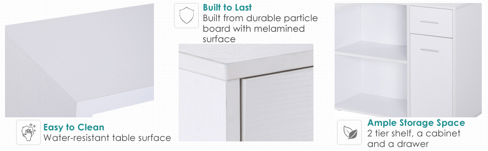 HOMCOM Corner Computer Desk 360° Rotating Dining Table W/ Storage Shelf White 12 HOMCOM Corner Computer Desk 360° Rotating Dining Table W/ Storage Shelf White -Office Furniture Store