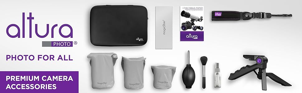 This bundle features high-quality Altura Photo, AirBags, and MagicFiber accessories