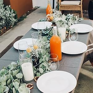 french stripe table linens gray