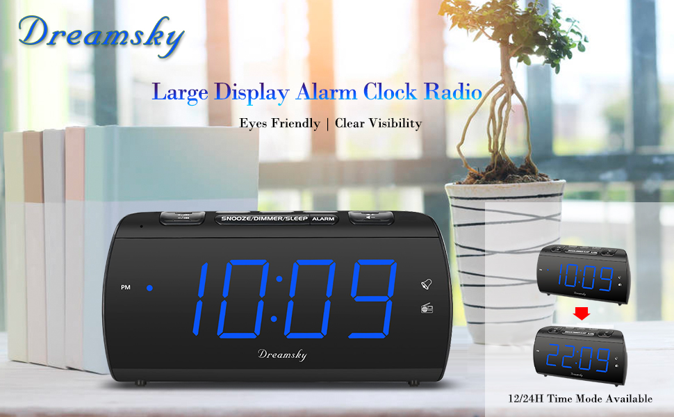 DreamSky Digital Alarm Clock Radio with USB Charging Port