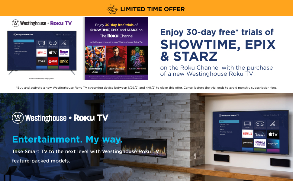 Westinghouse Roku TV Showtime Epix Starz