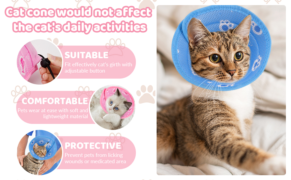 Zuimei Cat Cone Collar Soft, Adjustable Cat Recovery Collar Cone for