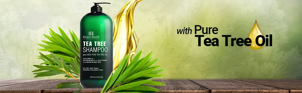 botanic hearth tea tree shampoo dry flaky scalp dandruff itchy damaged color treated hair natural